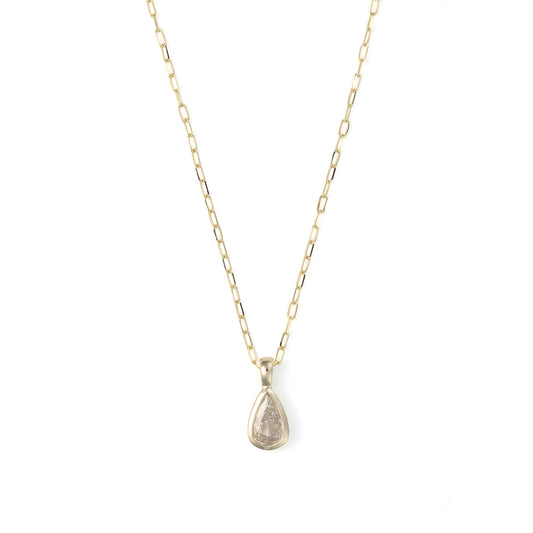 ReMARKable Designs Paperclip Pendant Natural Diamond Necklace in 14 Karat Yellow Gold, Clarity: SI2, Color: H, with Spring Ring Clasp