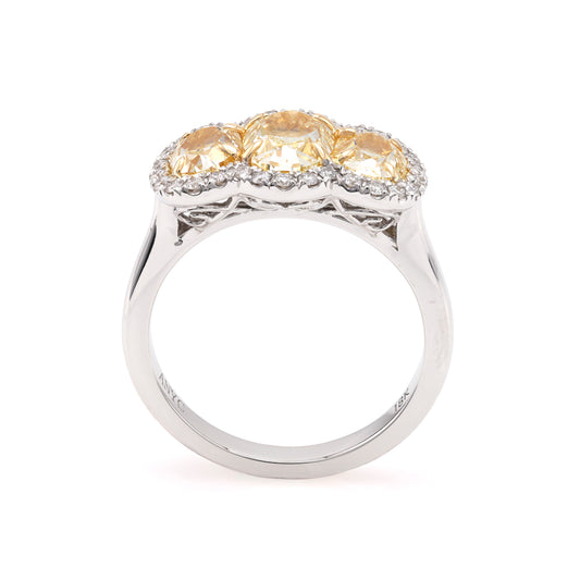 ADIRNYC JEWELRY Three Stone Halo Side Stone Natural Diamond Complete Engagement Ring in 18 Karat White Gold with 1.30ctw Oval Diamond, Color: V, Clarity: VS1