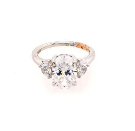 14K white gold ring with accent diamonds.