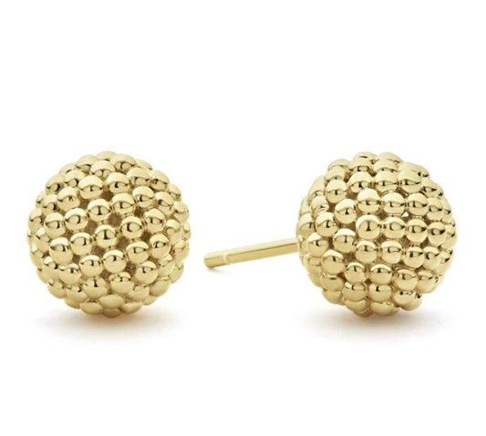 Caviar Gold Collection Stud Earrings (No Stones) in 18 Karat Yellow