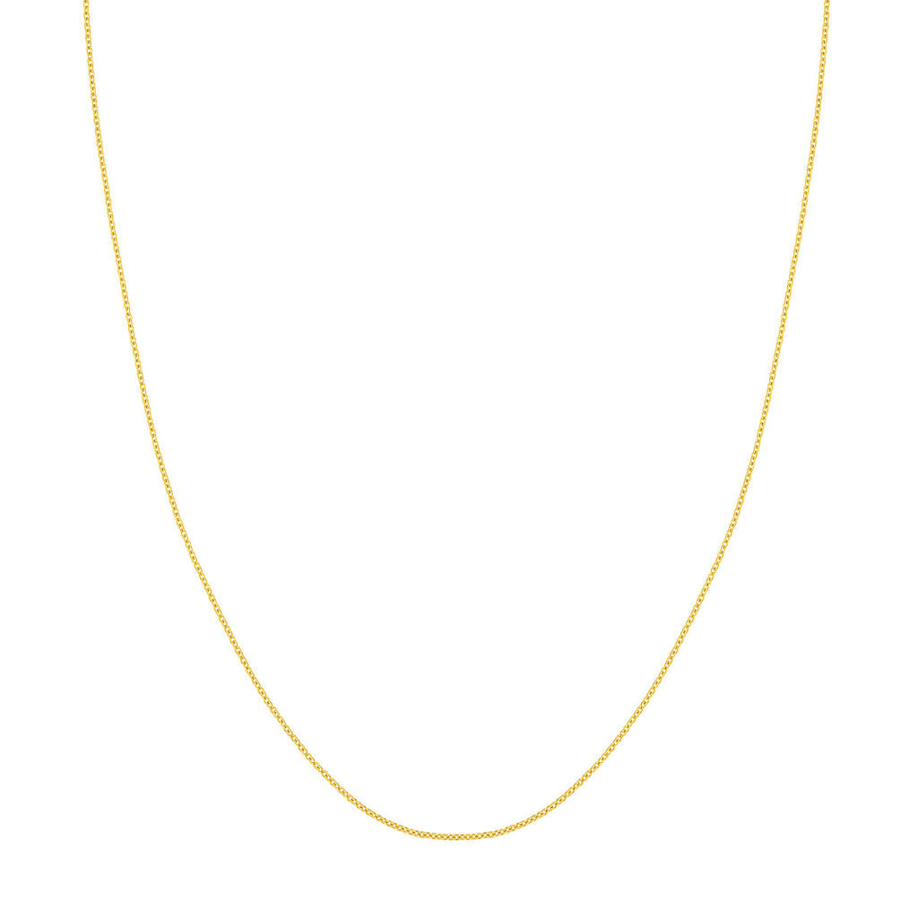 Polished yellow gold cable link chain.