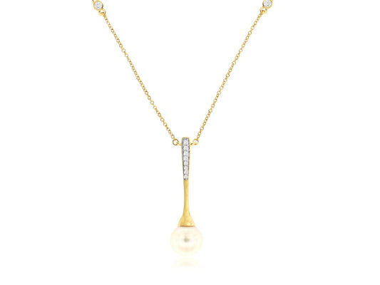 Color Gemstone Necklace with 1 Cultured Pearl 8mm-8mm