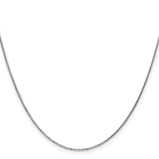 Diamond cut cable chain, 14K white gold.