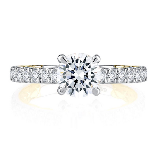 Diamond Accent Natural Diamond Engagement Ring in 14 Karat White - Yellow with 0.61ctw Round Diamond