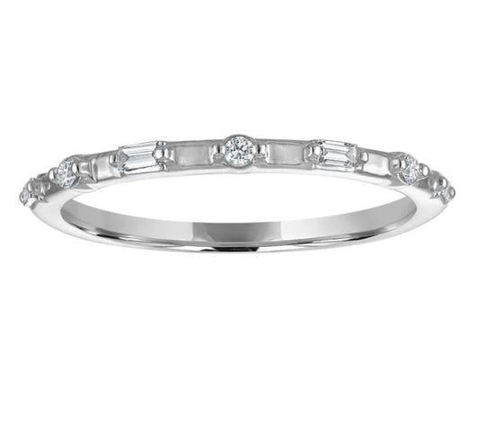 Natural Diamond Stackable Fashion Ring in 14 Karat White with 0.10ctw Various Shapes Diamonds