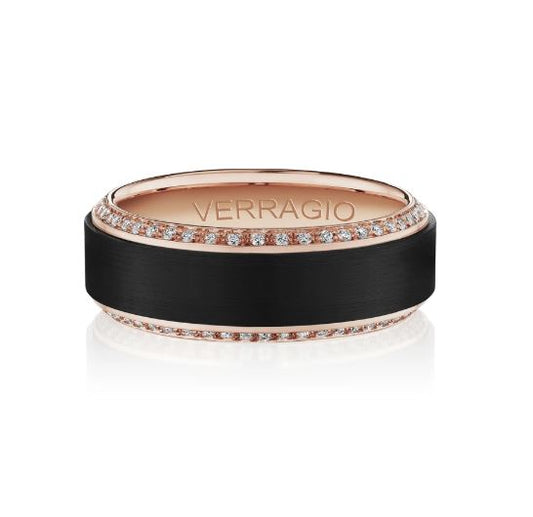 VERRAGIO Men's Natural Diamond Band in 14 Karat Black Rose with 0.47ctw Round Diamond