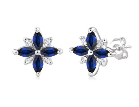 Ashi Diamonds, LLC Stud Color Gemstone Earrings in 10 Karat Yellow Gold with 8 Marquise Sapphires