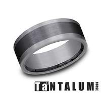 Tantalum titanium carved band, black-grey, satin finish.