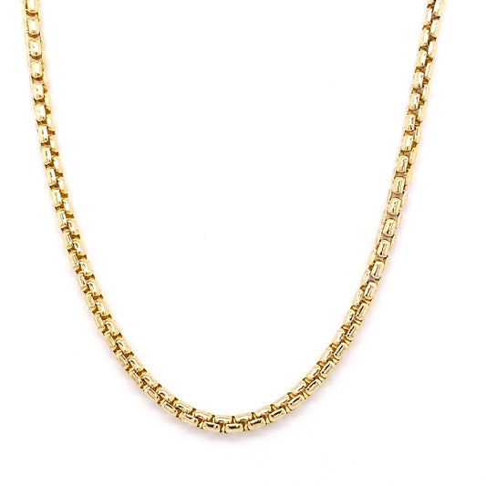 14K yellow gold box chain necklace.