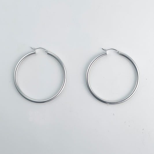 ReMARKable Estate Large Hoop Earrings (No Stones) in 14 Karat White