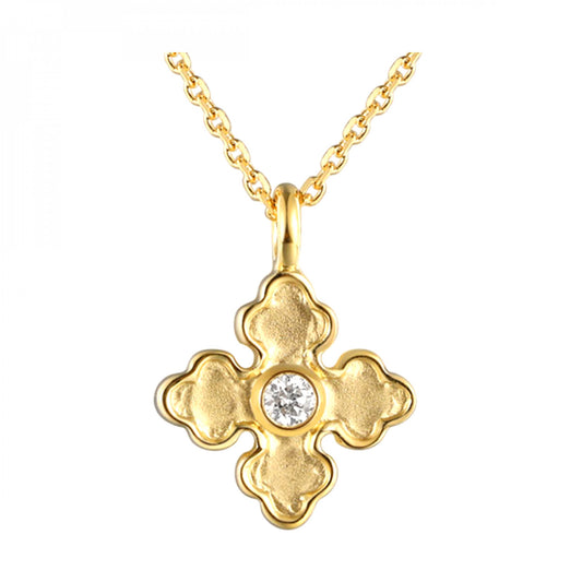 Natural Diamond Necklace in 14 Karat Yellow with 0.02ctw Round Diamond