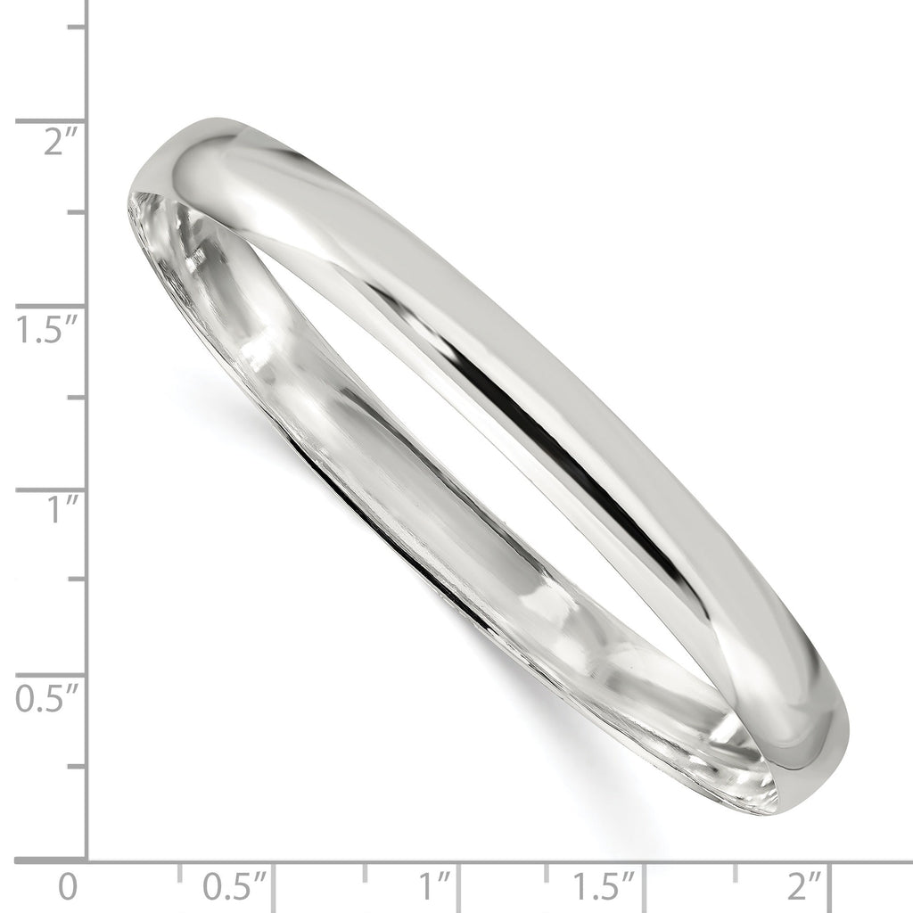 Sterling silver bangle, smooth polished finish.