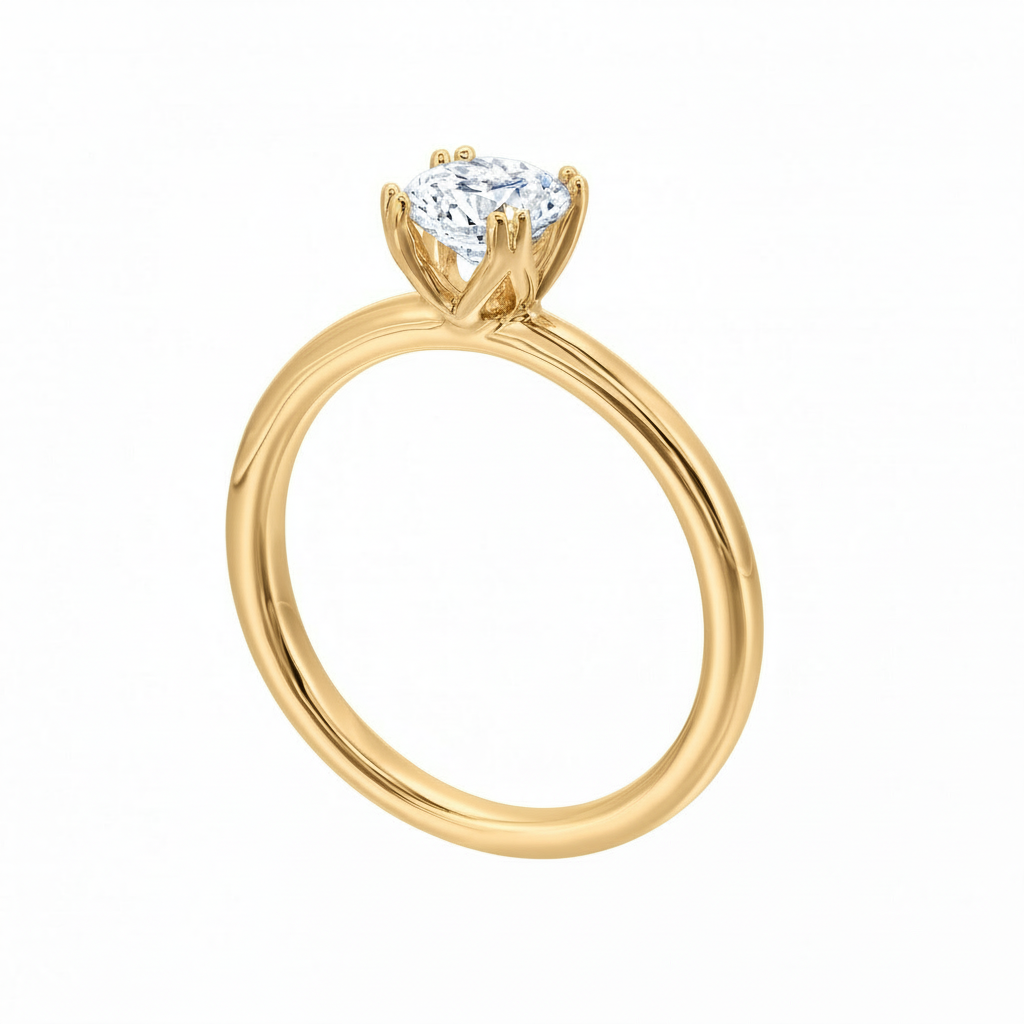 14K yellow gold diamond semi-mount ring.