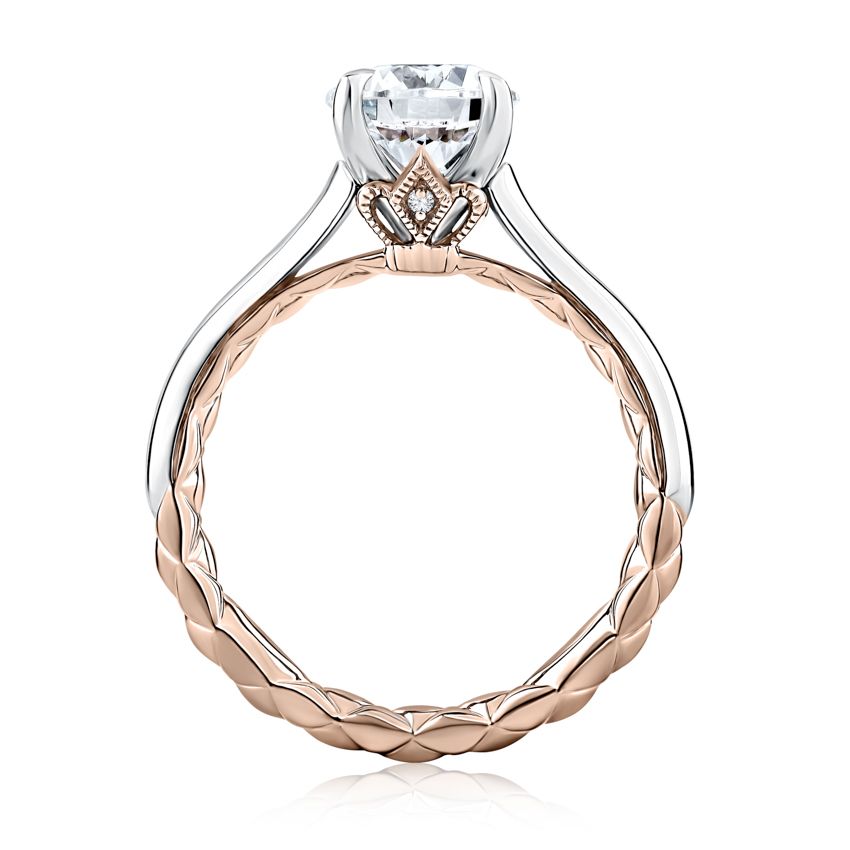 White rose gold diamond semi-mount engagement ring.