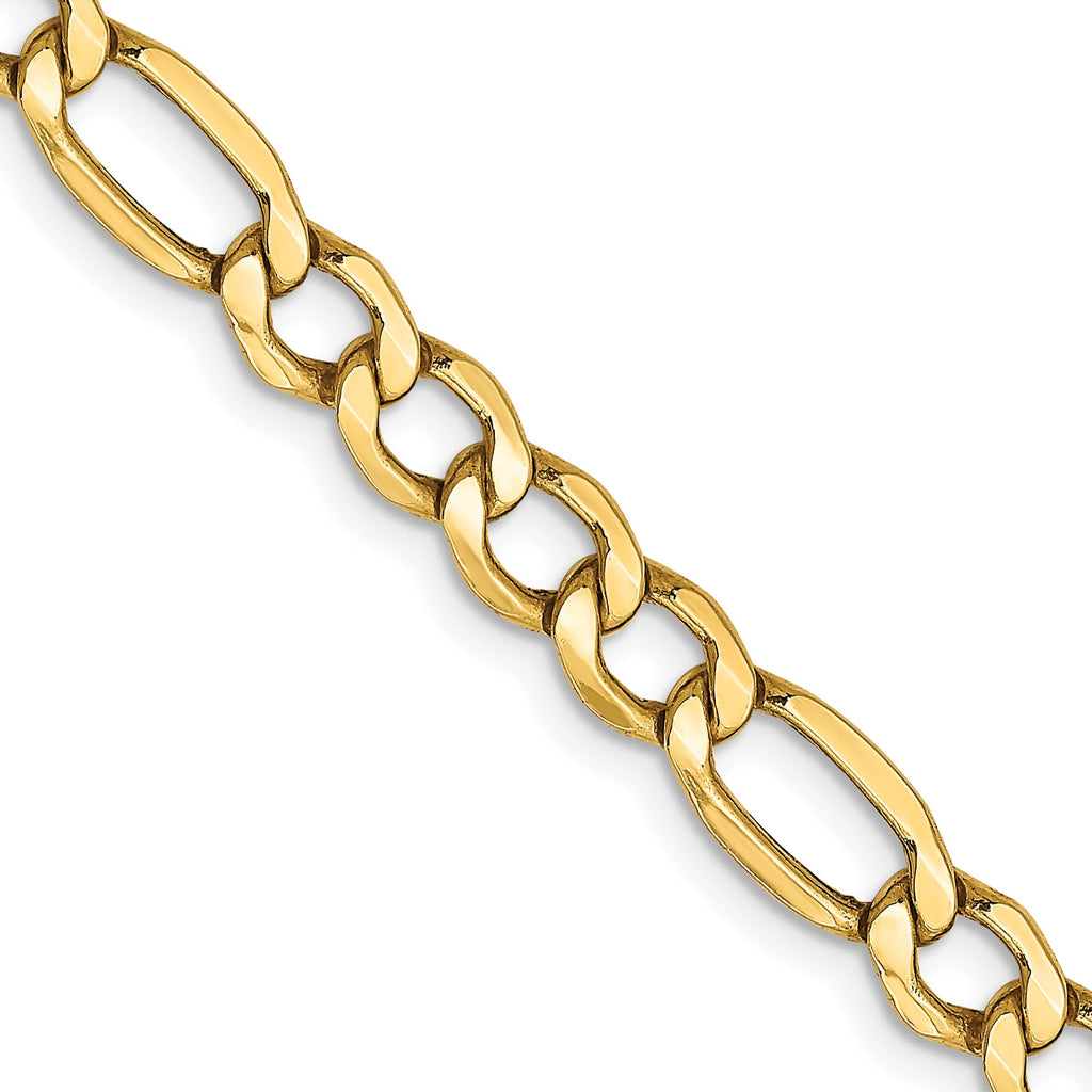 14K Yellow Gold Figaro Chain, polished finish.