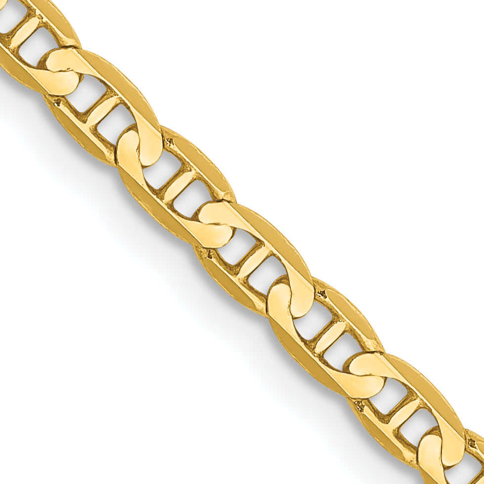 14K yellow gold anchor chain, polished links.