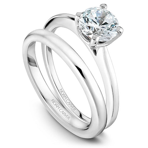 14K white gold diamond semi-mount ring.
