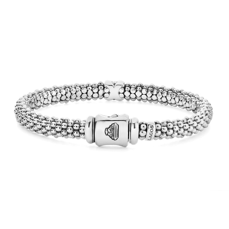 Sterling silver bracelet with diamond accents.