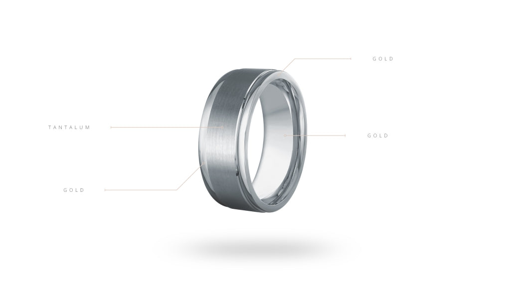 Tantalum and gold men's carved band.