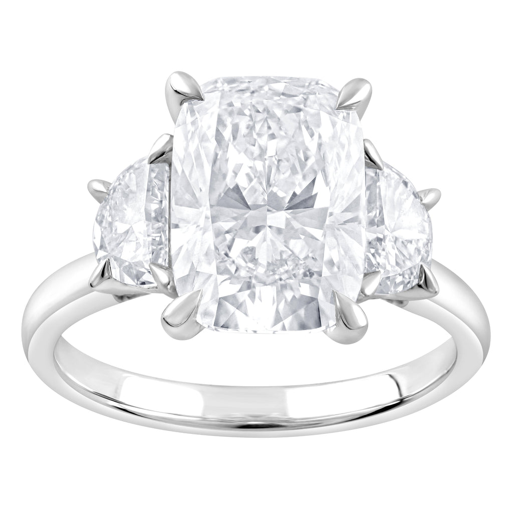 ReMARKable Designs Three Stone Complete Engagement Ring in 14 Karat White Gold with 4.04ctw of Round Lab-Grown Diamonds, Clarity: VS2, Color: E