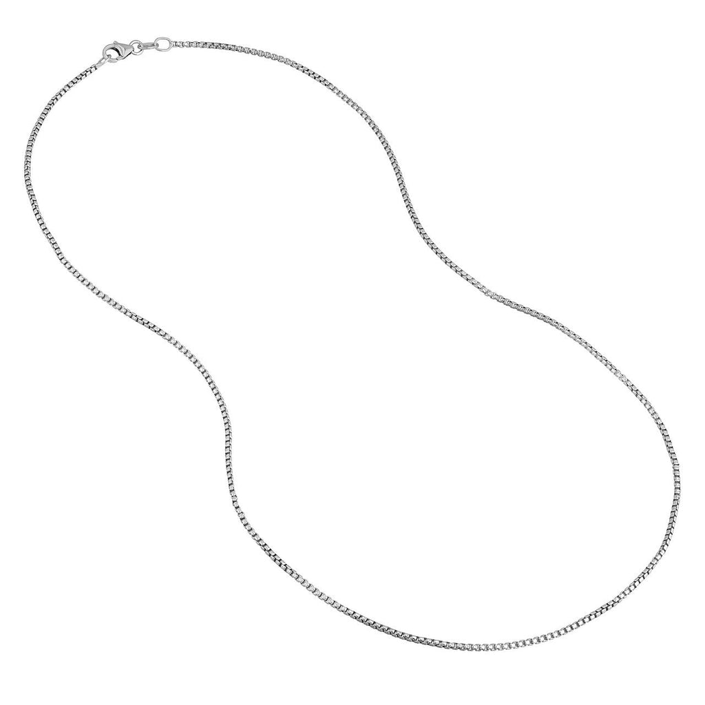 Sterling silver round box chain necklace.