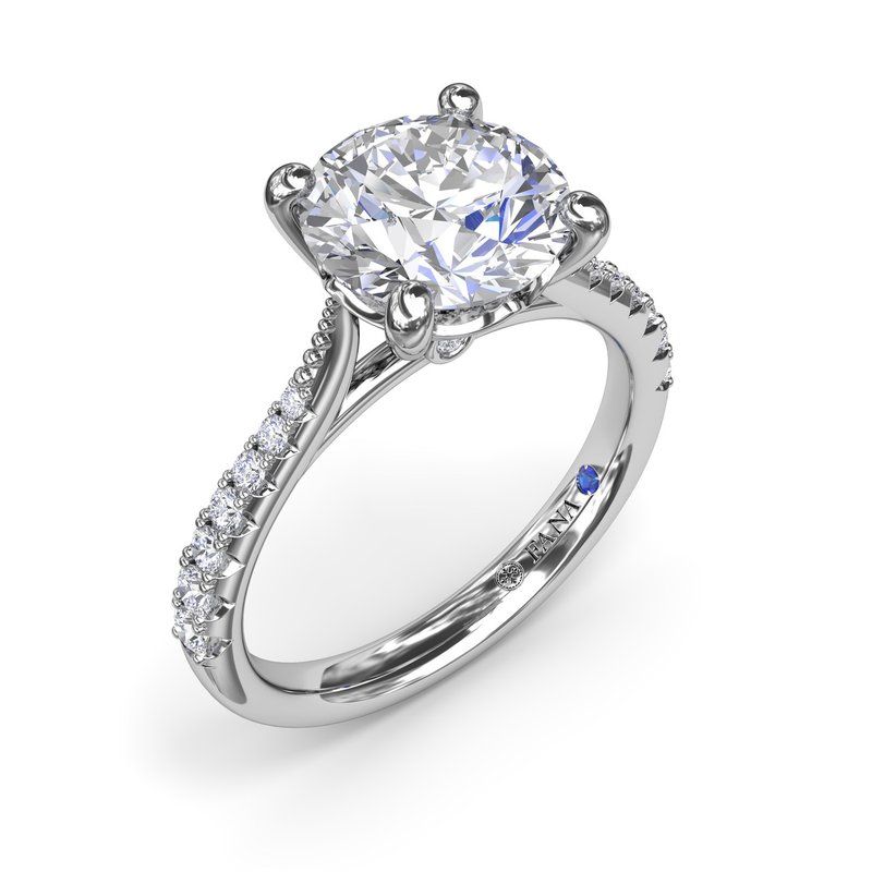 14K white gold ring with side diamonds.