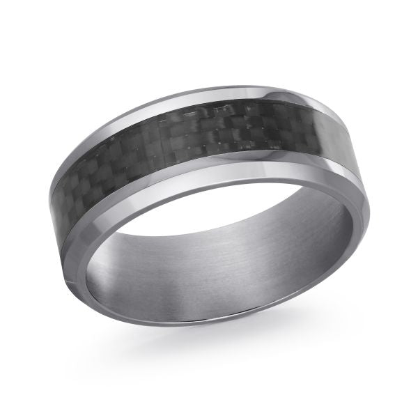 Tantalum grey band with carbon fiber inlay.