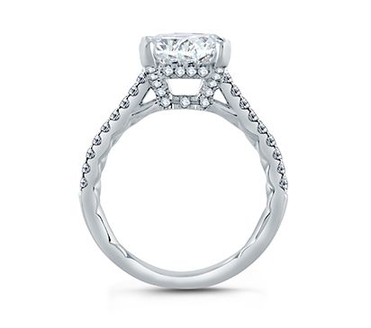 14K white gold diamond semi-mount ring.
