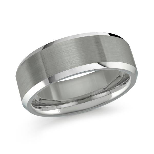 Tungsten carbide grey men's carved band.
