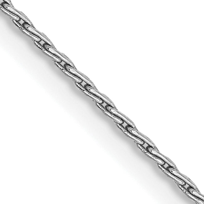 Round wheat chain, 14K white gold, intricate texture.