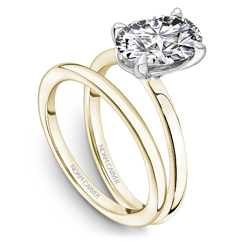 14K white yellow gold diamond semi-mount ring.