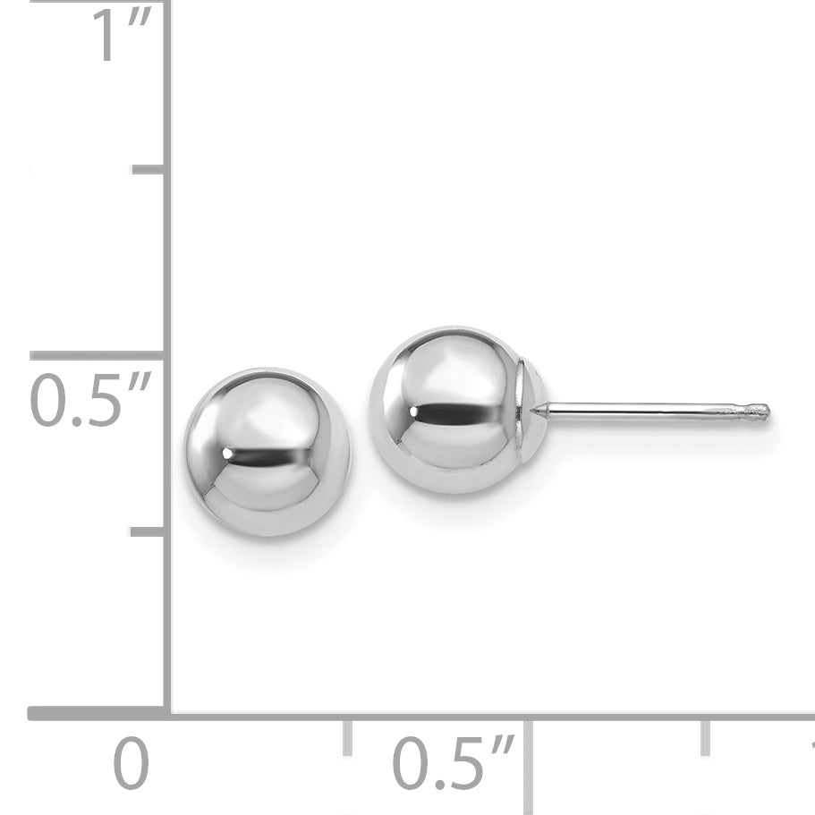 14K white gold spherical stud earrings.