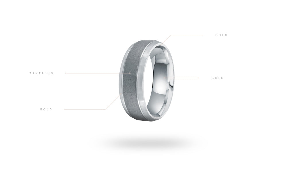 Tantalum and gold carved men's band.
