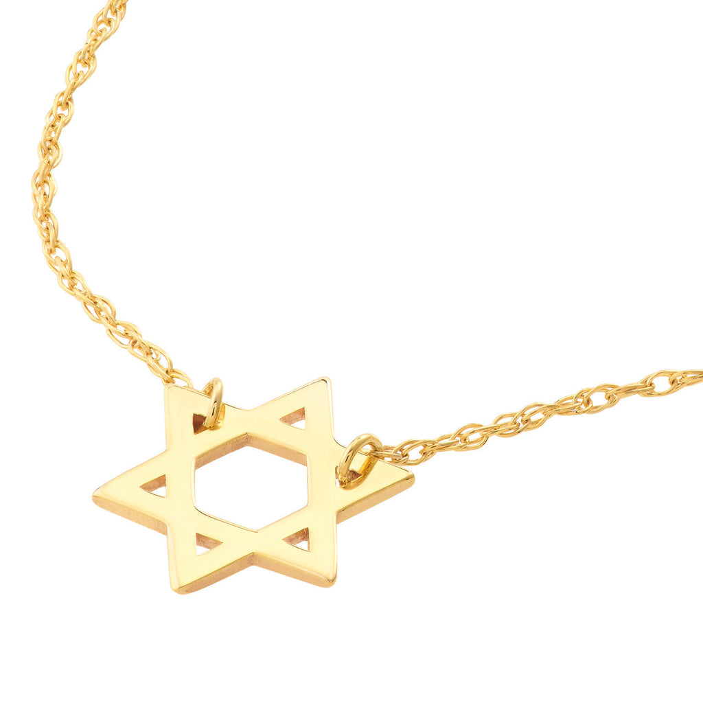 14K yellow gold Star of David necklace.
