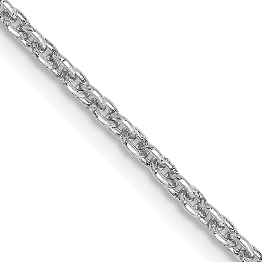 14K white gold cable link chain.