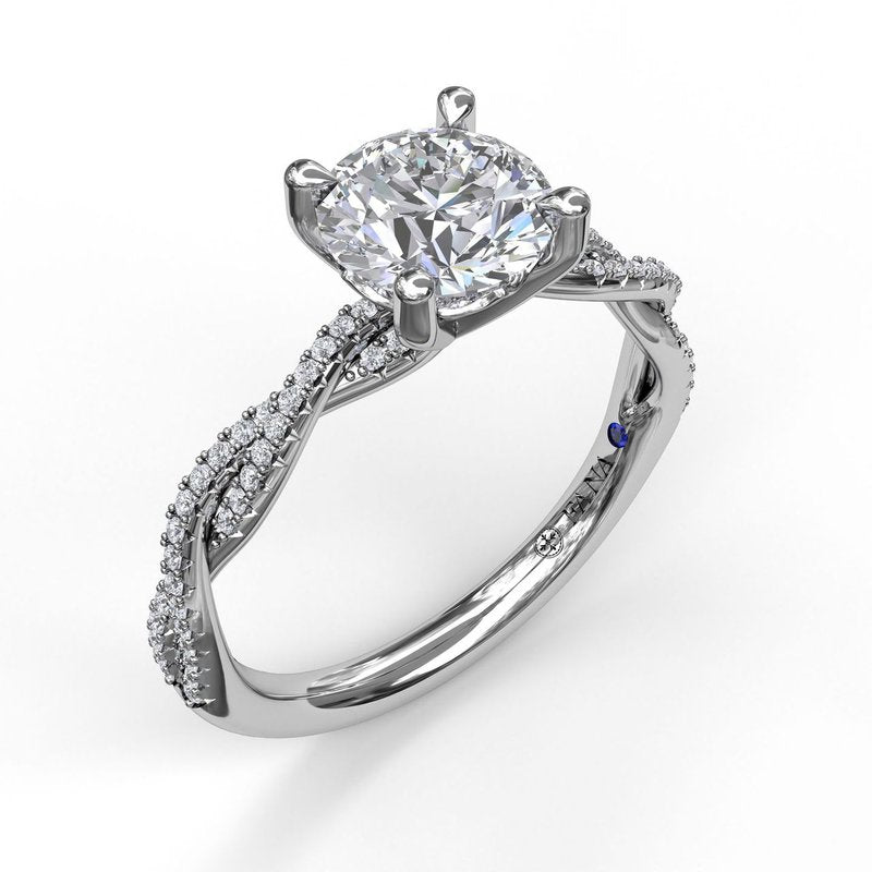 White gold ring with side diamonds.