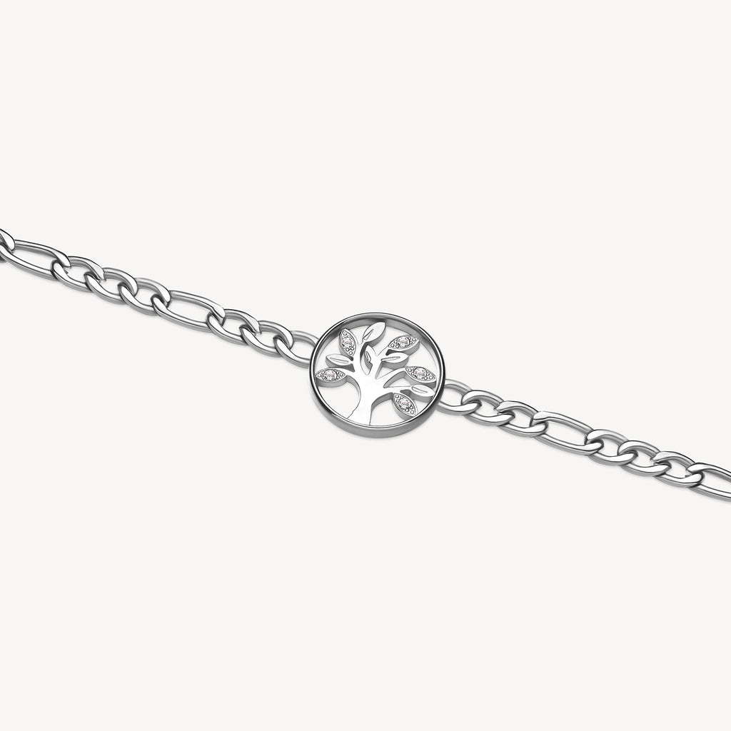 Tree charm bracelet with crystal accents.
