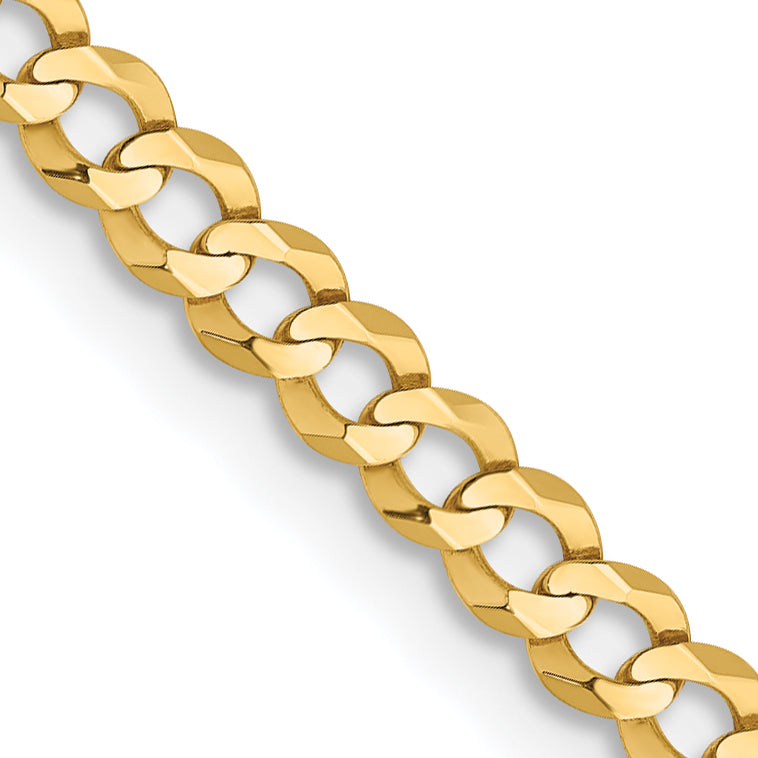 14K yellow gold polished Cuban link chain.