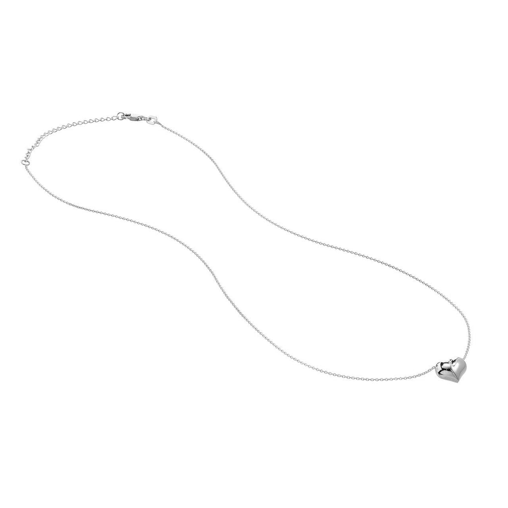 14K white gold heart-shaped necklace.