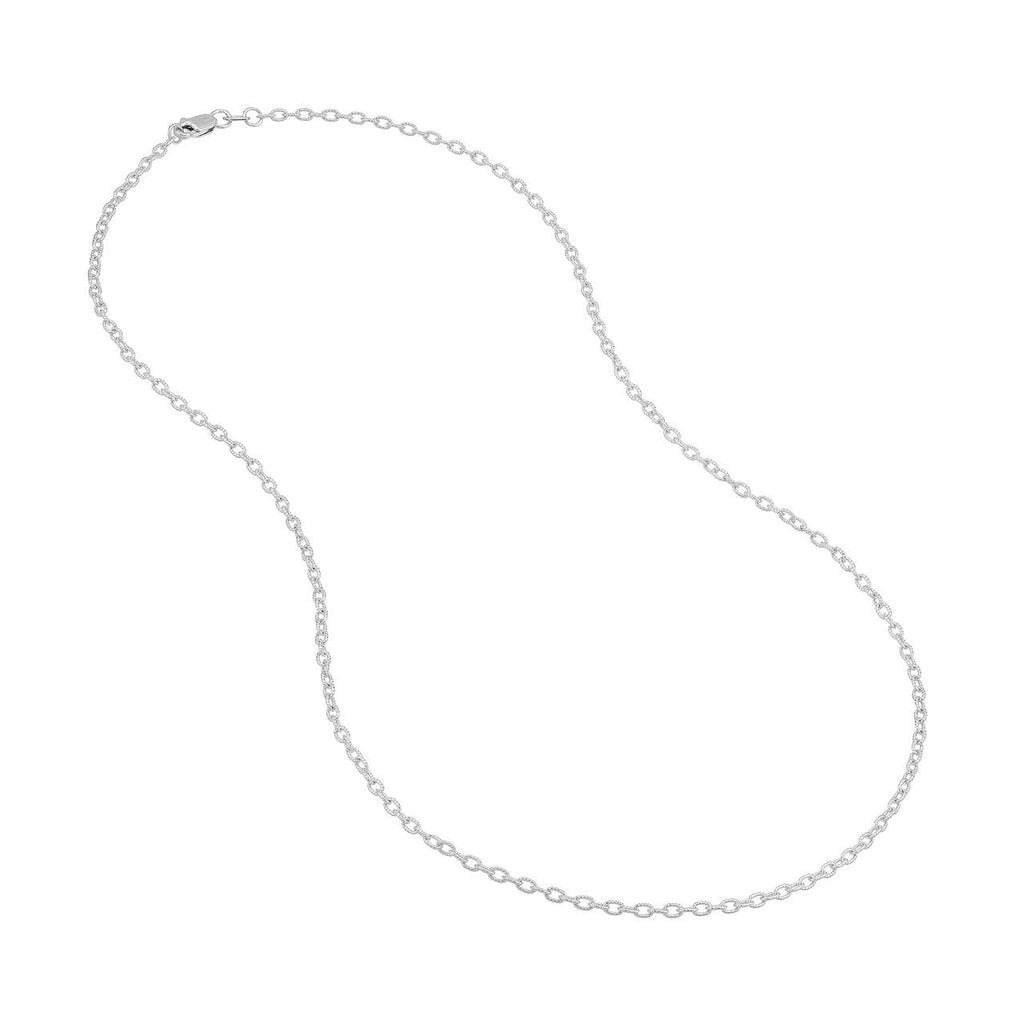 14K white gold Rolo chain necklace.