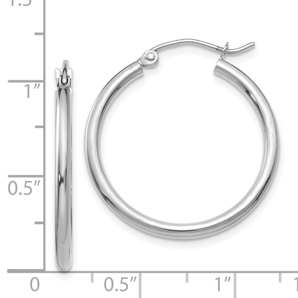 14K White Gold Polished Hoop Earrings