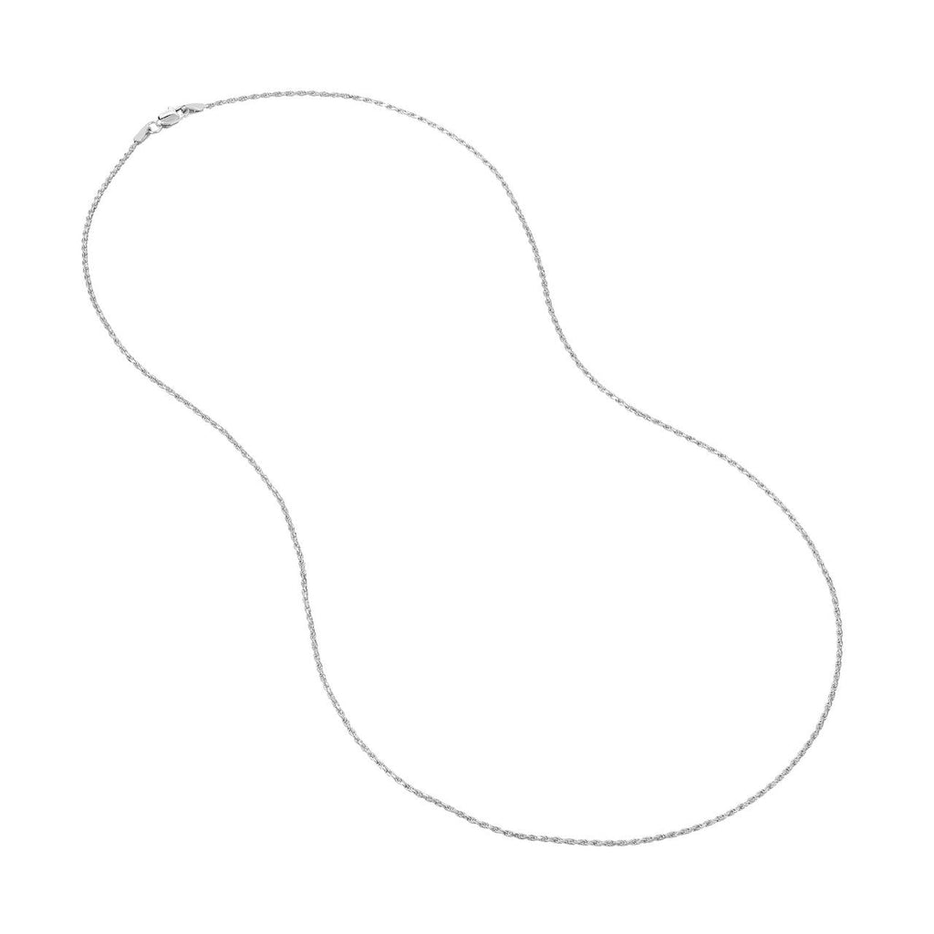Diamond cut rope chain, 14K white gold.