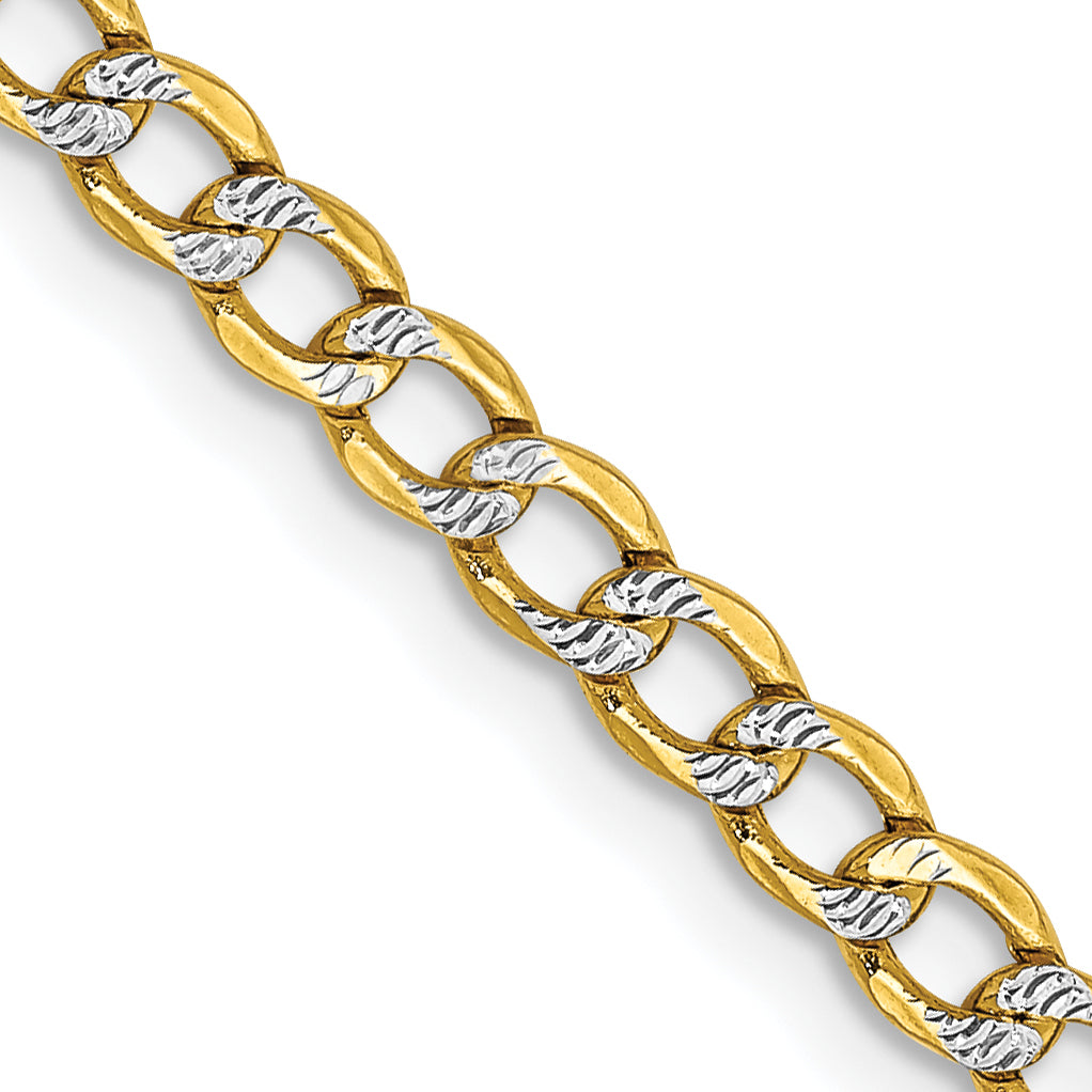 14K white-yellow gold curb chain.