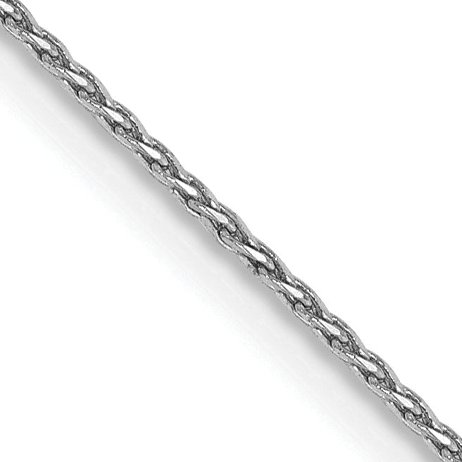 Diamond cut wheat chain, 14K white gold.