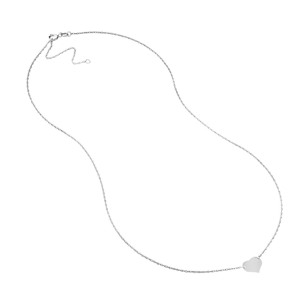 14K white gold heart necklace, no stones.
