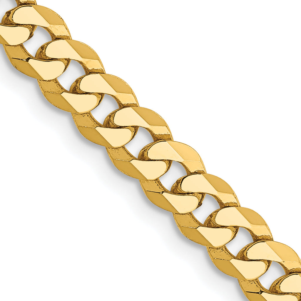14K yellow gold curb chain, polished links.