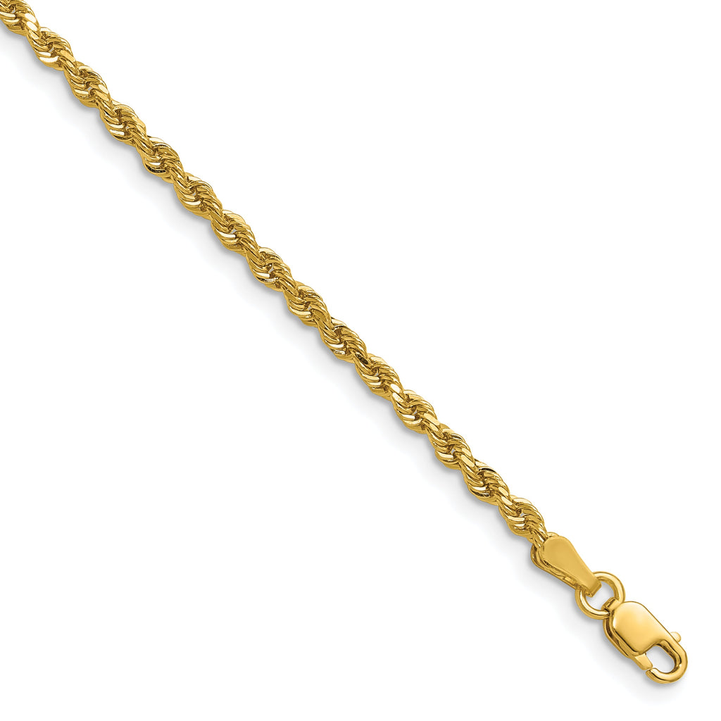Diamond cut rope chain, 14K yellow gold.