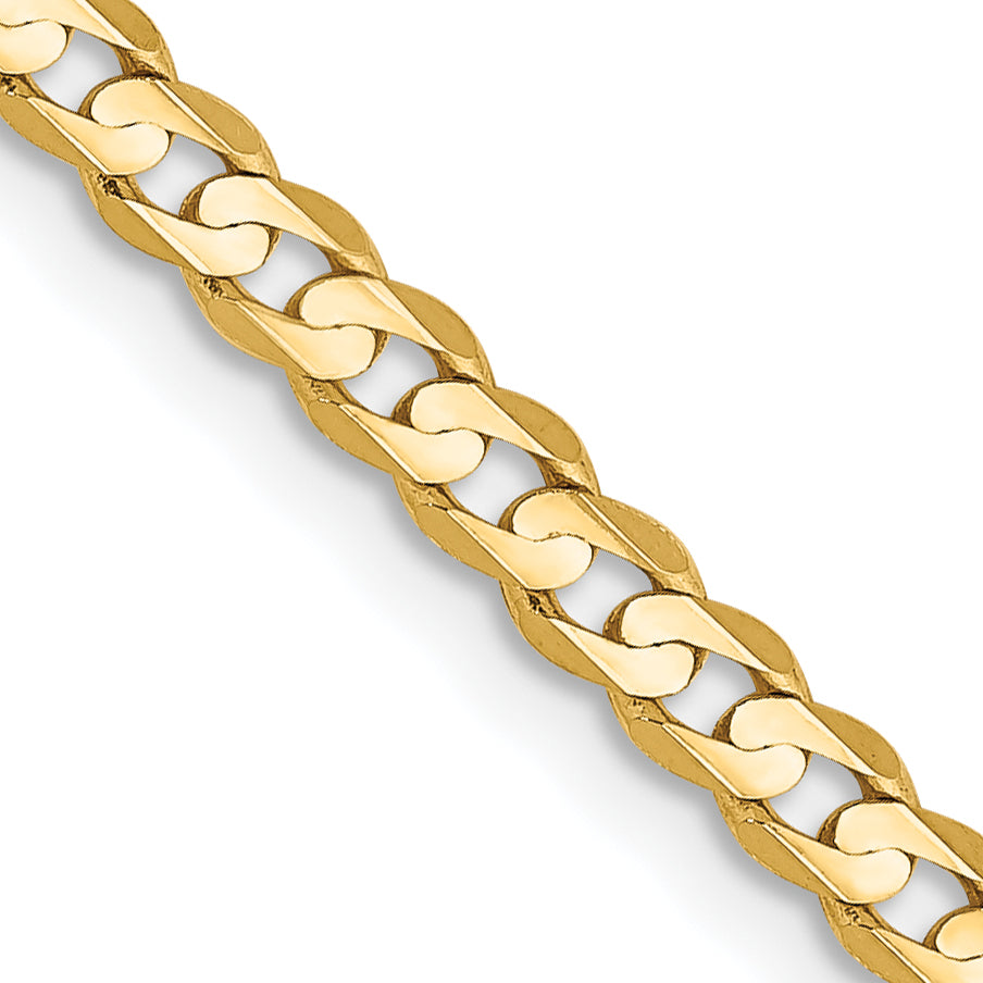 14K yellow gold curb chain, polished finish.