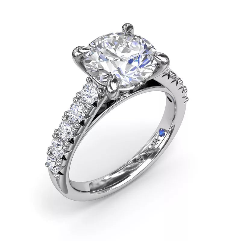 14K white gold diamond semi-mount ring.