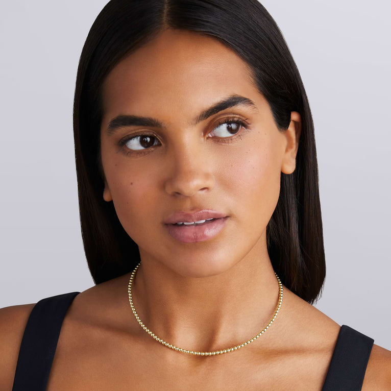 18K Yellow Gold Beaded Collar Necklace